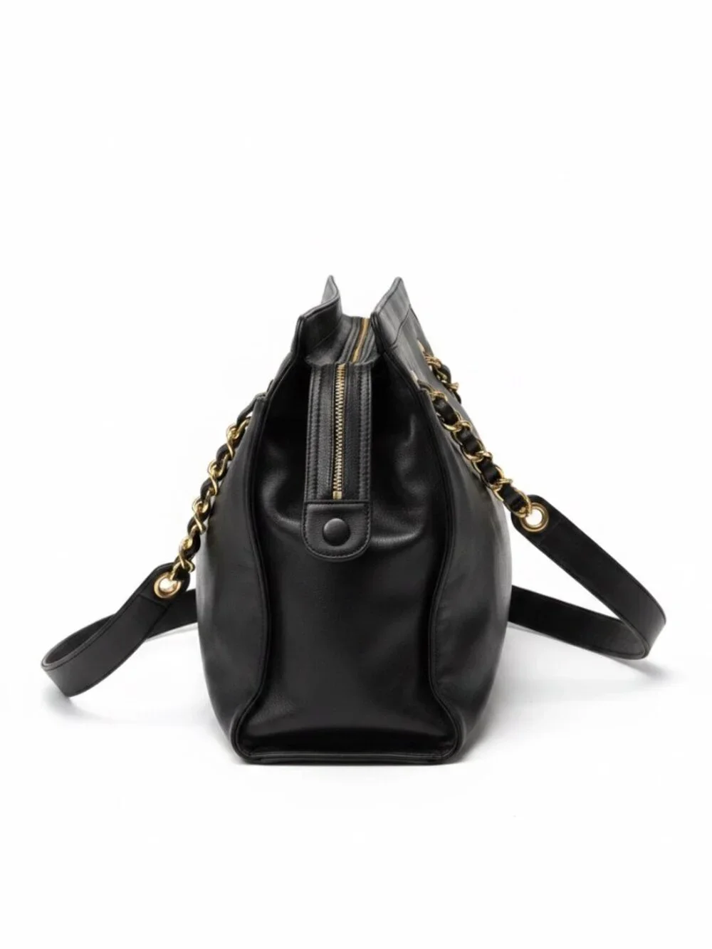 CHANEL Vintage Timeless CC Tote Black Lambskin Gold Hardware 90s Shoulder Bag